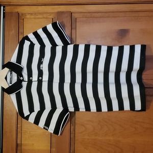 Ralph Lauren RLX Polo Golf Shirt Short Sleeve White Black Striped Size Small